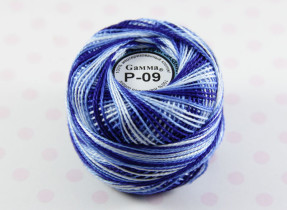 Пряжа Ирис меланж 100% хлопок 10г 82м Р-09 т.синий-голубой