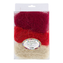 Аксессуары для флористики "Blumentag" BMG-30 MIX Сизалевое волокно 30 г ± 3 г 03 Белый/красный/ бордовый