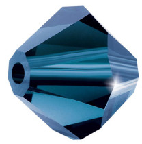 Бусина Чехия Preciosa биконусы 451- 69- 302 цветн. 5. 7 х 6 мм т. синий ( montana 30340)  12 штук